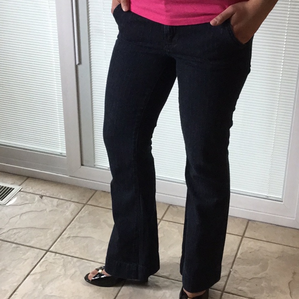 EuC Calvin Klein Jeans Blue Pin Stripe Flare Pants Size 2